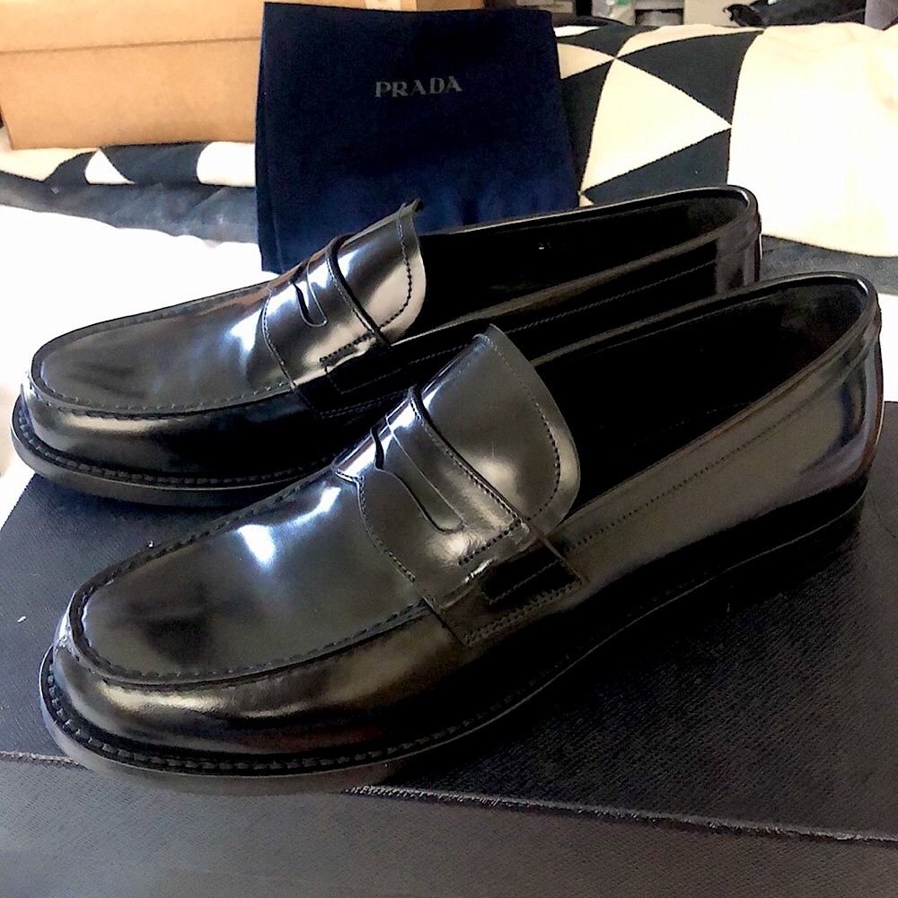 PRADA MENS DRESS SHOES BLACK SIZE 8 w/ Dust Bag